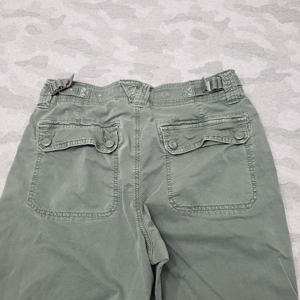 American Eagle Pants Womens 6 Long Green Stove Pipe Wide Leg Pockets Preppy - Picture 10 of 12